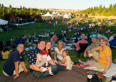 Memorial Day BBQ family sitting on hill at Southern Highlands Private Golf Community of Las Vegas Nevada